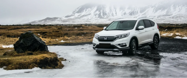 Vehicle on a scenic mountain road